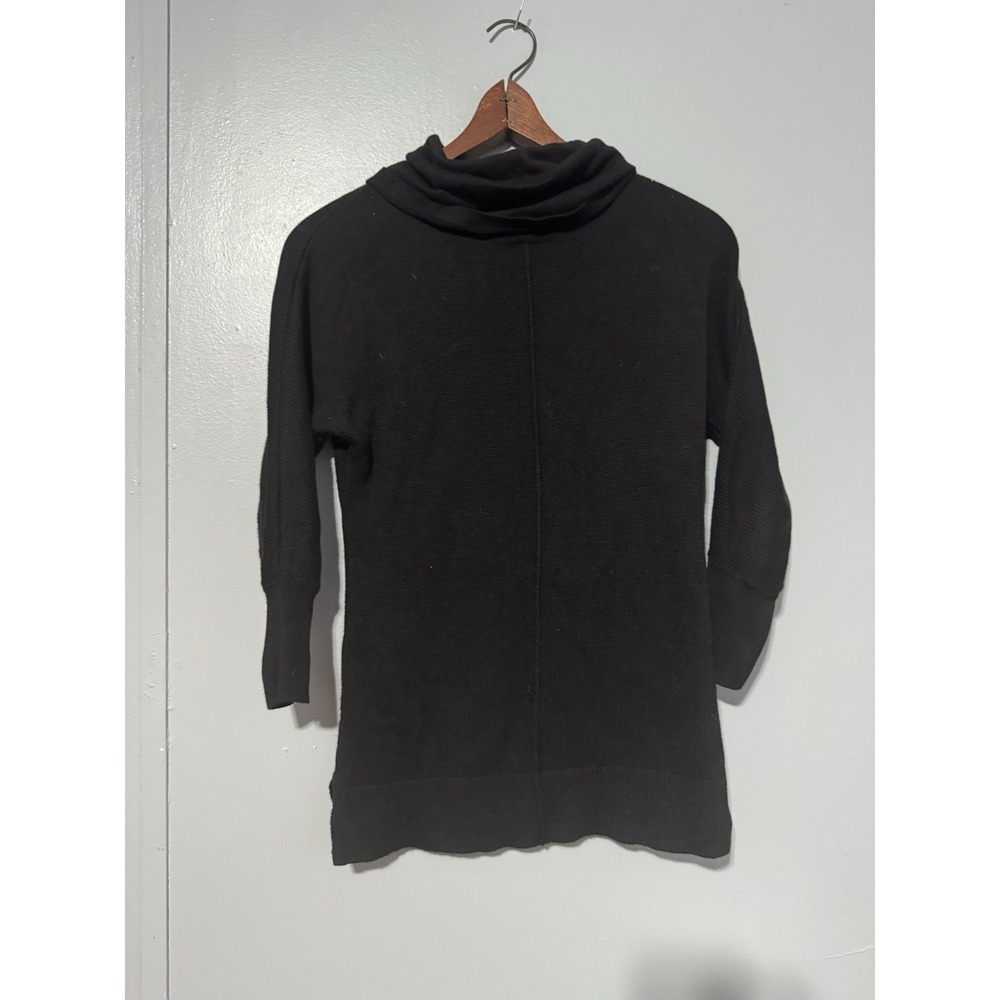 Ann Taylor Black Tunic Sweater Quarter Sleeve Grunge Gothromantic XSP Warm Cowl
